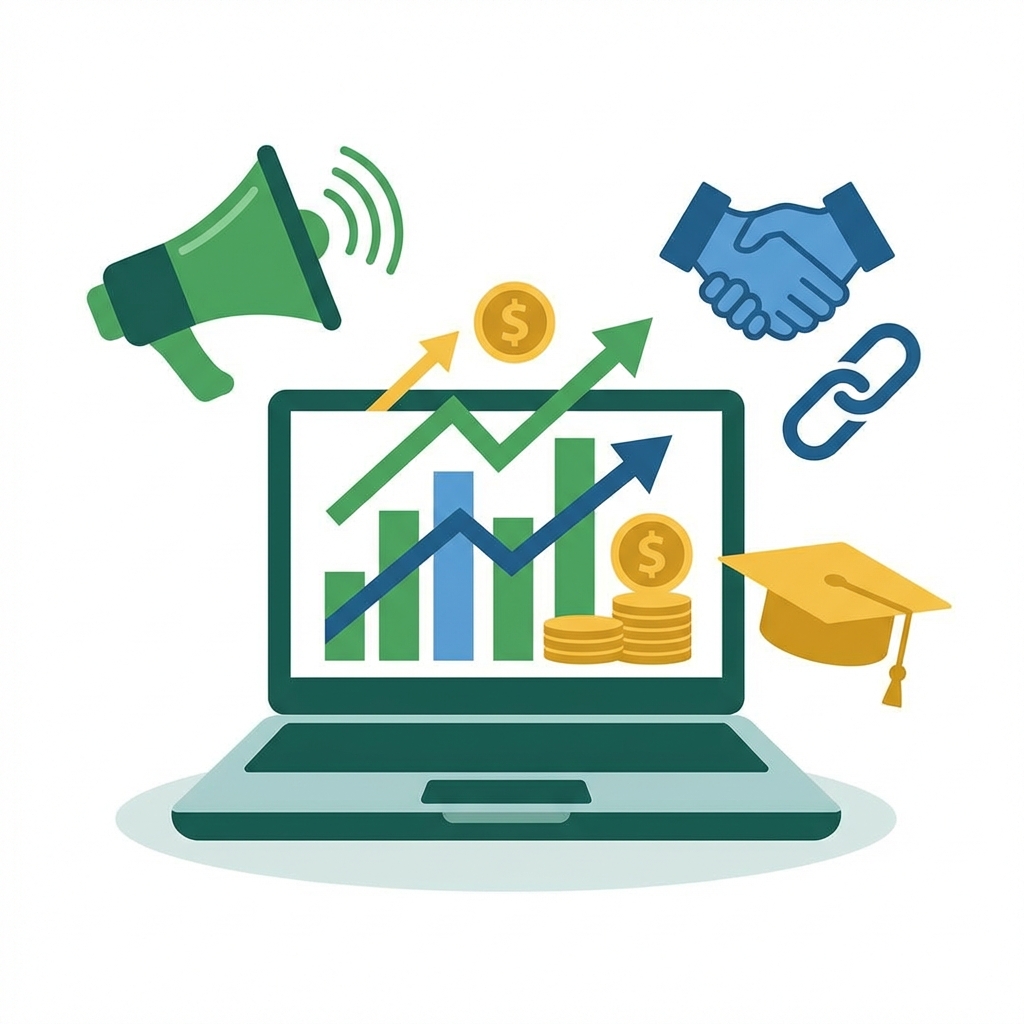 Monetisasi Blog AI: Iklan, Afiliasi Tools, dan Kursus Online